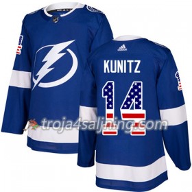 Tampa Bay Lightning tröja Chris Kunitz 14 Adidas 2017-2018 Blå USA Flag Fashion Authentic - NHL Tröjor Herr